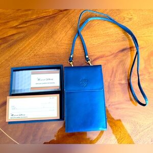 Blue Genuine Leather Bag and check cover
